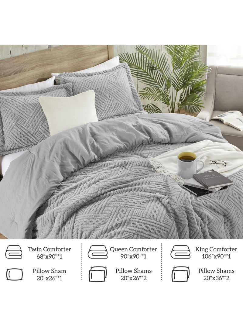 Homelike Moment Homelike Moment Fleece Comforter Set Twin Grey  2 Pieces Soft Fluffy Comforters Twin XL Size Thick Warm Bed Comforter with Sham for Winter  3D Tufted Fuzzy Velvet Bedding Set(68x90in  Dark Gray)  - Image 4