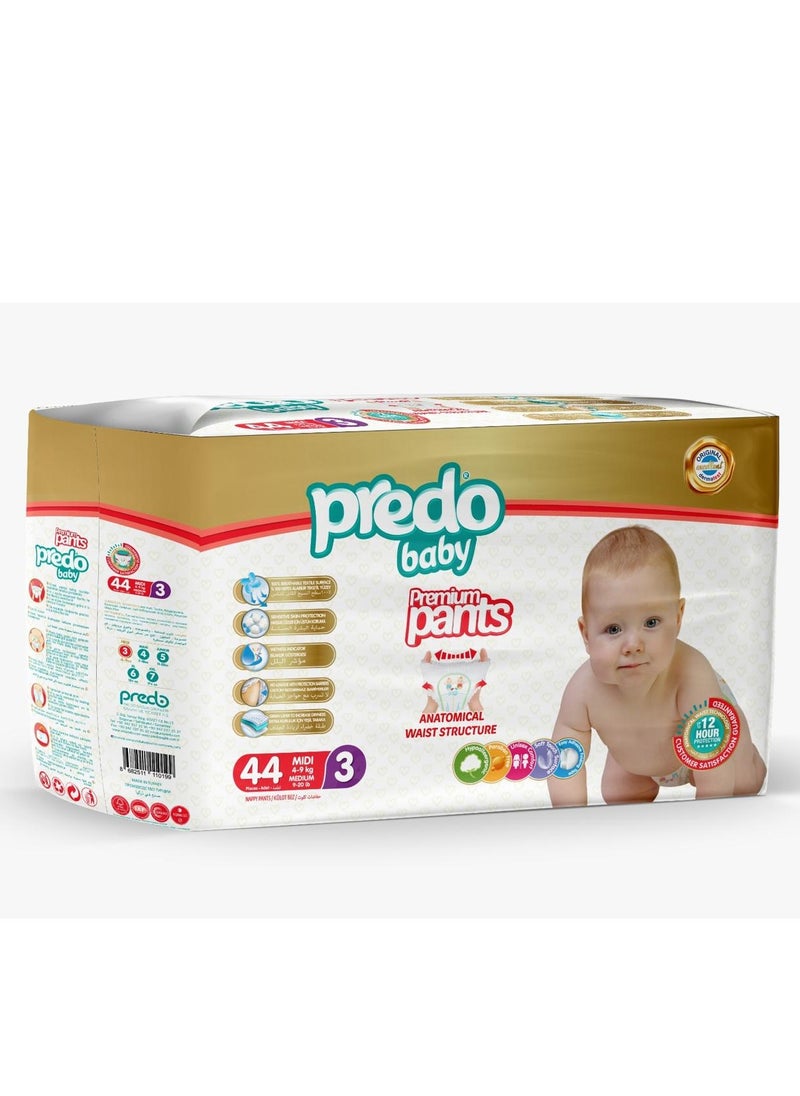 Predo Predo Premium Baby Diaper Pants, Size 3 (4-9kg), Pack of 44 - Soft, Absorbent, Leak-Proof Protection  - Image 1