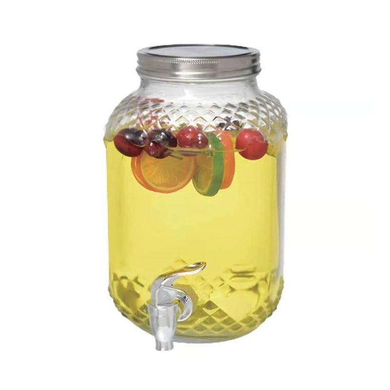 Gauvriko Glass Water Dispenser with Tap Glass Cold Water Mason Jar Beer Dispenser Clear Beverage Drink Dispenser Mason Jar Glass Pitcher with tap Spigot and Steel lid Detox 4 Liter - Image 2