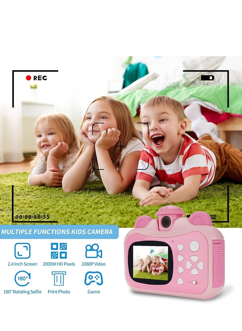 Generic Instant Print Digital Kids Camera, Selfie 1080P Video Camera for Kid with 180° Rotating Len,32GB TF Card, Print Paper, Color Pens Set, Rechargeable Toy Camera  - Image 2