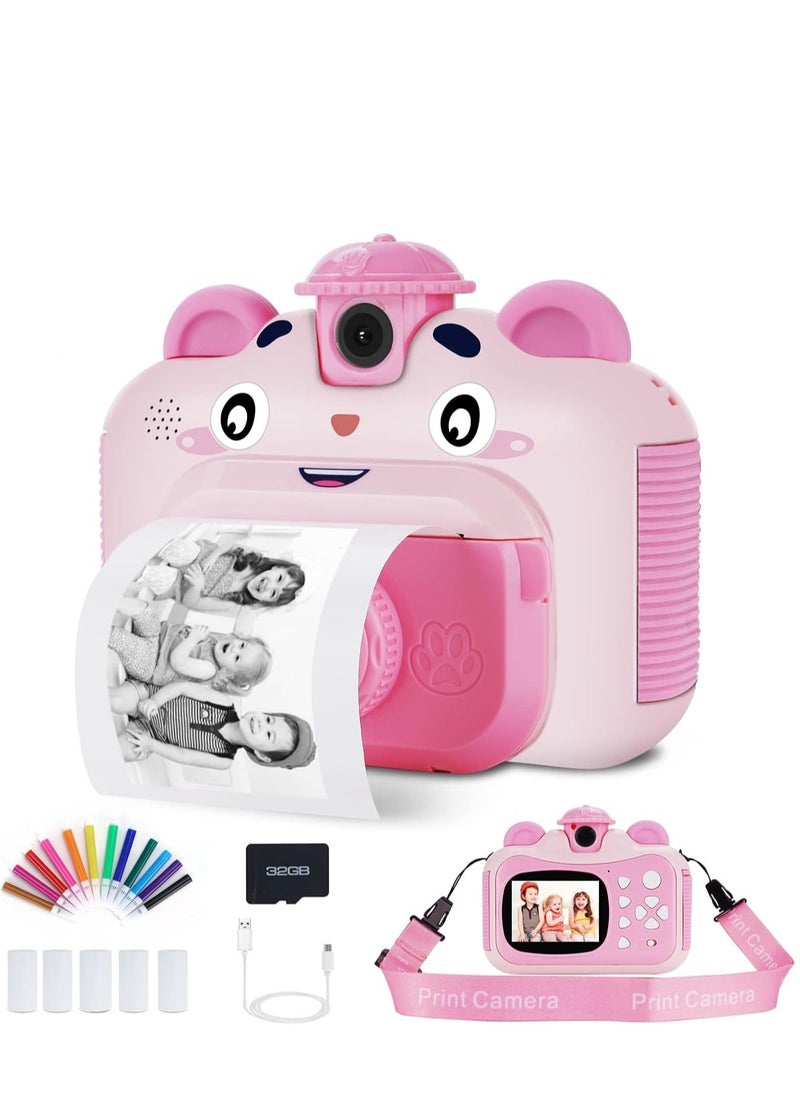 Generic Instant Print Digital Kids Camera, Selfie 1080P Video Camera for Kid with 180° Rotating Len,32GB TF Card, Print Paper, Color Pens Set, Rechargeable Toy Camera  - Image 1