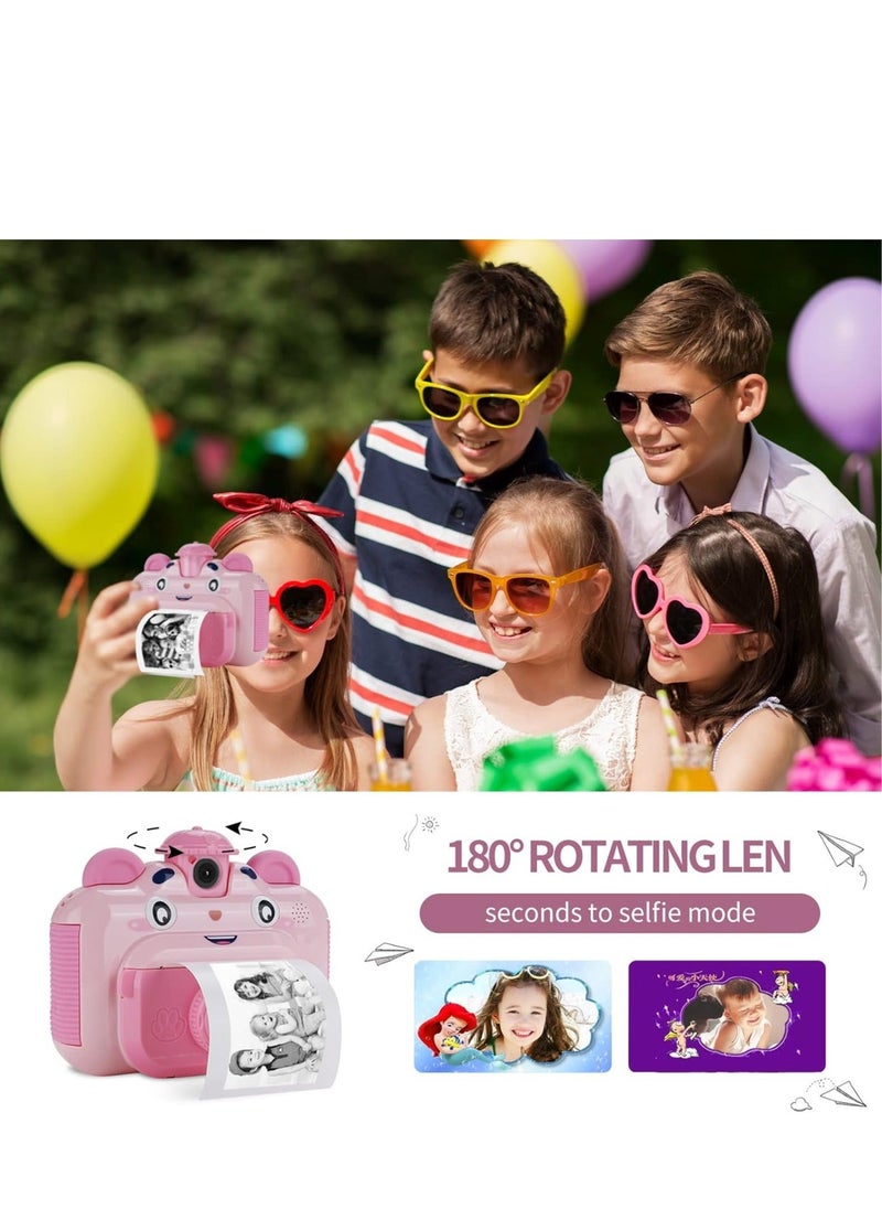 Generic Instant Print Digital Kids Camera, Selfie 1080P Video Camera for Kid with 180° Rotating Len,32GB TF Card, Print Paper, Color Pens Set, Rechargeable Toy Camera  - Image 4