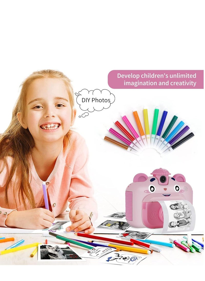 Generic Instant Print Digital Kids Camera, Selfie 1080P Video Camera for Kid with 180° Rotating Len,32GB TF Card, Print Paper, Color Pens Set, Rechargeable Toy Camera  - Image 5