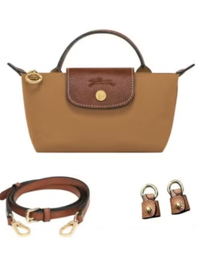 longchamp Women's Classic Fashion Versatile Mini Makeup Bag HandbagShoulder Bag Handheld Small Bag Classic brown - Image 1