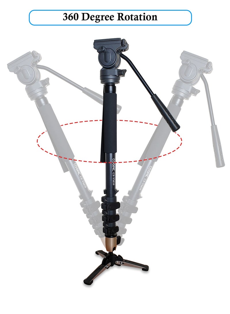 Coopic CP-VM10 Professional Video Monopod with Maximum Height 1780mm Pan Tilt Fluid Head Wrist Strap and Carrying Bag for DSLR Video Cameras Camcorders  - Image 3