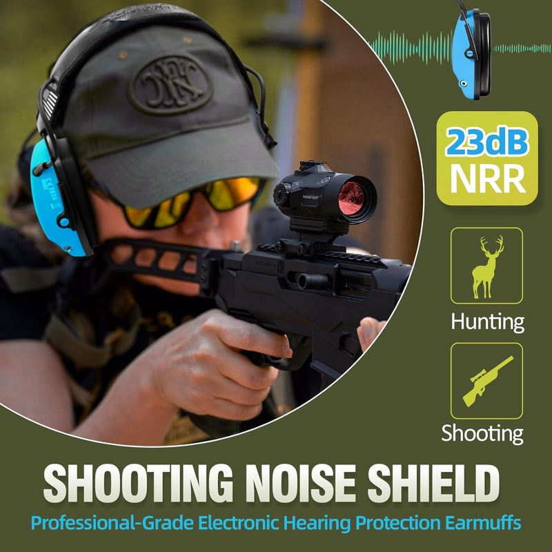 Zohan EM054 Electronic Shooting Ear Protection with 4X Sound Amplification, Ear Protection Muffs for Gun Range, NRR 23db Noise Reduction Hearing Protection Headphones - Image 2