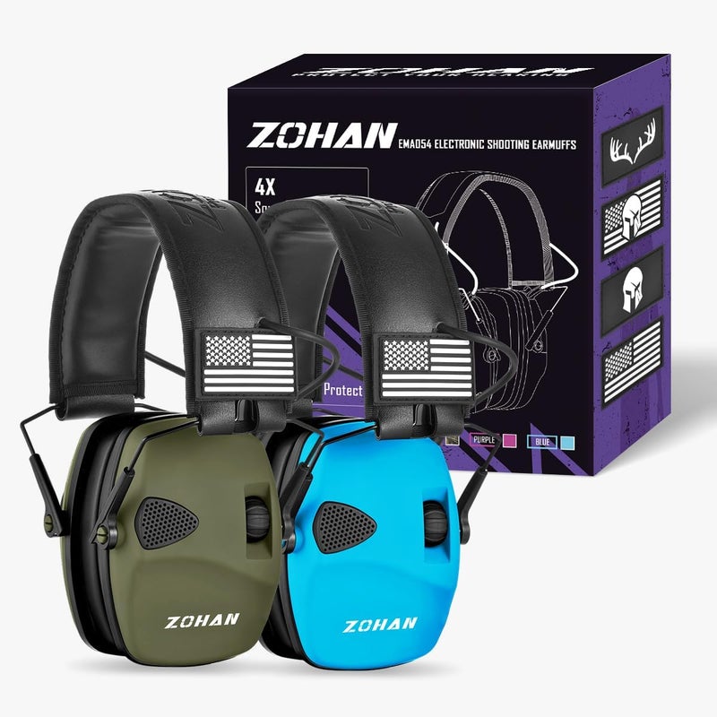 Zohan EM054 Electronic Shooting Ear Protection with 4X Sound Amplification, Ear Protection Muffs for Gun Range, NRR 23db Noise Reduction Hearing Protection Headphones - Image 1