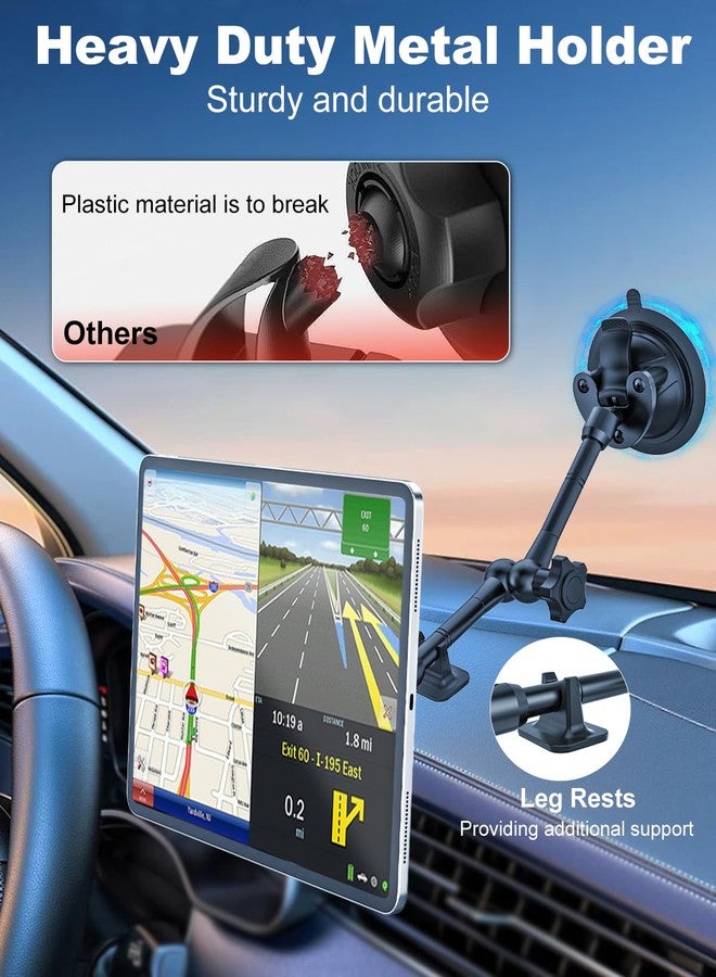 Kolasels Magnetic Tablet Holder for Car - Strong Magnet, Metal Arm Dashboard Windshield iPad Suction Mount for Truck, Pickup, SUV, Van, Fit for 4-11" iPad Pro/Air/Mini, Galaxy Tabs, iPhone - Image 2