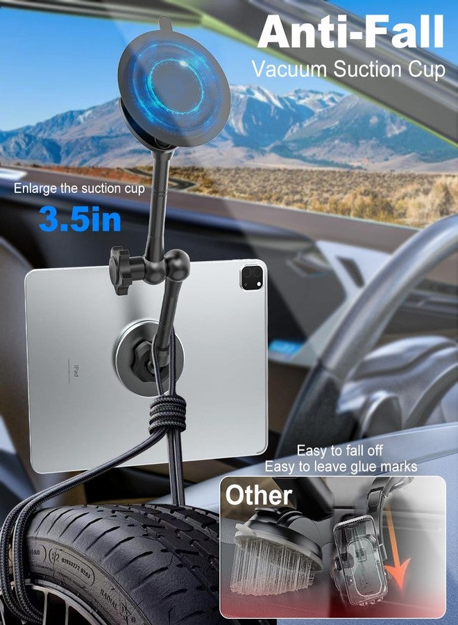 Kolasels Magnetic Tablet Holder for Car - Strong Magnet, Metal Arm Dashboard Windshield iPad Suction Mount for Truck, Pickup, SUV, Van, Fit for 4-11" iPad Pro/Air/Mini, Galaxy Tabs, iPhone - Image 3