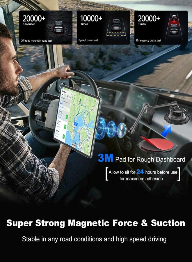 Kolasels Magnetic Tablet Holder for Car - Strong Magnet, Metal Arm Dashboard Windshield iPad Suction Mount for Truck, Pickup, SUV, Van, Fit for 4-11" iPad Pro/Air/Mini, Galaxy Tabs, iPhone - Image 5
