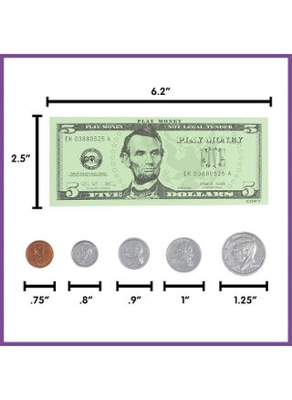 LEARNING ADVANTAGE Play Money Set  Bills  Coins  100 Bills  94 Coins  Pretend Money Designed Like Real Currency  Count Change with Toy Money - pzsku/Z9FADF965CB47294D3D33Z/45/_/1729526211/0da0e8ef-650a-478c-bd50-40dacecb31b5