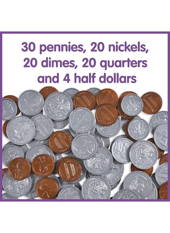 Learning Advantage LEARNING ADVANTAGE Play Money Set  Bills  Coins  100 Bills  94 Coins  Pretend Money Designed Like Real Currency  Count Change with Toy Money  - Image 2