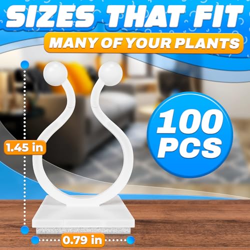 DIMROM 100Pcs Clear Plant Clips for Climbing Plants Indoor - White & Flexible Climbing Plant Wall Clips for Vines Organize - Universal Size Vine Clip Set with Sticky Mount, Easy Installation & Strong Grip - Image 2