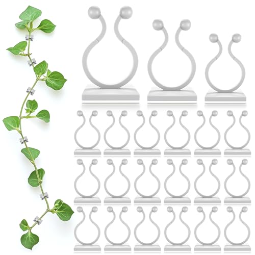 DIMROM 100Pcs Clear Plant Clips for Climbing Plants Indoor - White & Flexible Climbing Plant Wall Clips for Vines Organize - Universal Size Vine Clip Set with Sticky Mount, Easy Installation & Strong Grip - Image 1