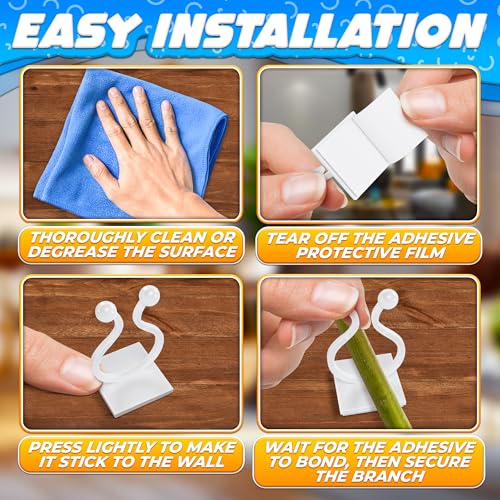 DIMROM 100Pcs Clear Plant Clips for Climbing Plants Indoor - White & Flexible Climbing Plant Wall Clips for Vines Organize - Universal Size Vine Clip Set with Sticky Mount, Easy Installation & Strong Grip - Image 5