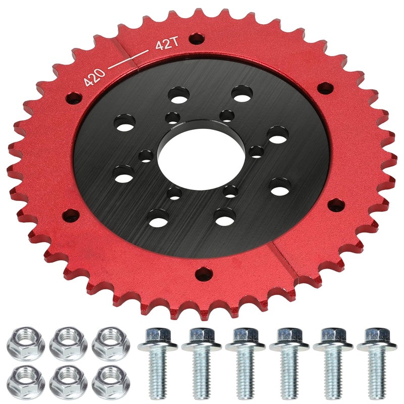 GREHUA 420 Split Chain Sprocket 42 Tooth & Sprocket Adapter Compatible with Coleman CT200U CT200U-EX BT200X Baja Warrior MB165 MB200 Mini Bike Go Kart Predator 212cc 196cc 5.5HP 6.5HP Engine Parts - Image 1
