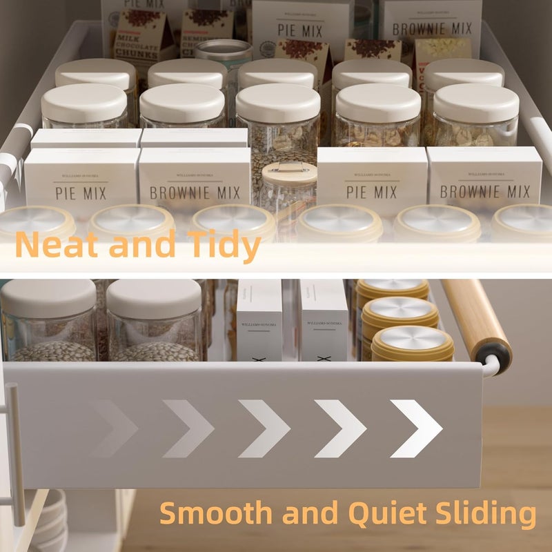 Upesitom 2 Pack Pull Out Cabinet Organizer, 15.3'' Deep Expandable Slide Out Cabinet Organizer Fixed with Adhesive Nano Film, Slide Out Drawers Pull Out Tray for Cabinet in Kitchen, Pantry, Bathroom, White - Image 5