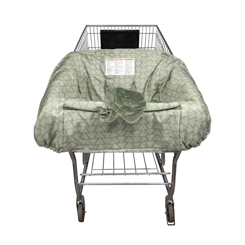 Boppy Shopping Cart Cover High Chair Cover Happy Green Leaf Cart Cover for Babies with Soft 360Degree Coverage SlideLine Toy Tether with Crinkle Leaf Toy Included 6mo - Image 1