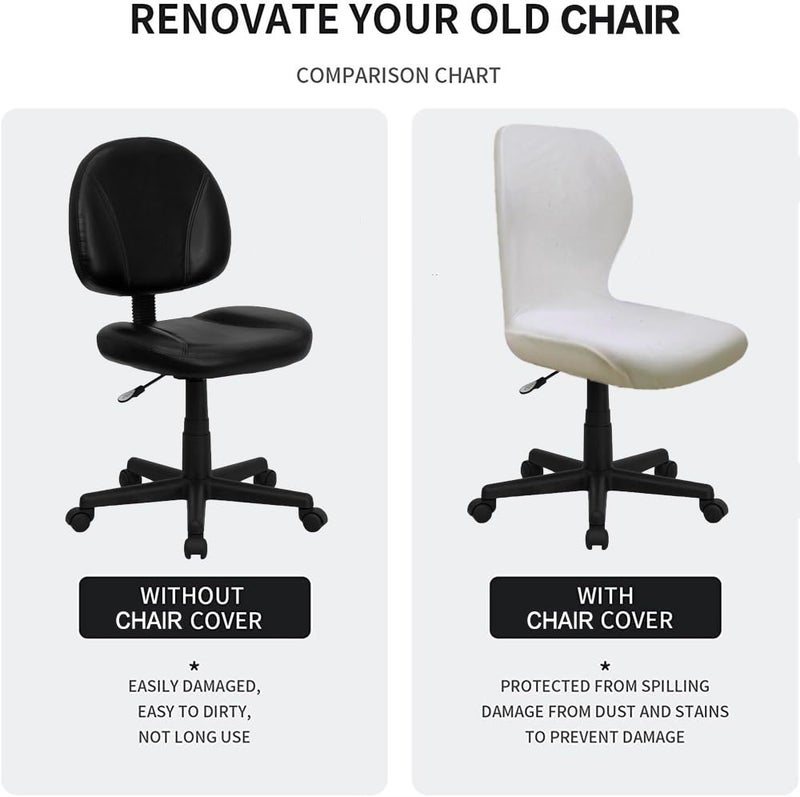 Deisy Dee Velvet Stretch Chair Armless Armless - Clotful Stretch Slipcover للكراسي المكتبية (الشظية) - Image 3