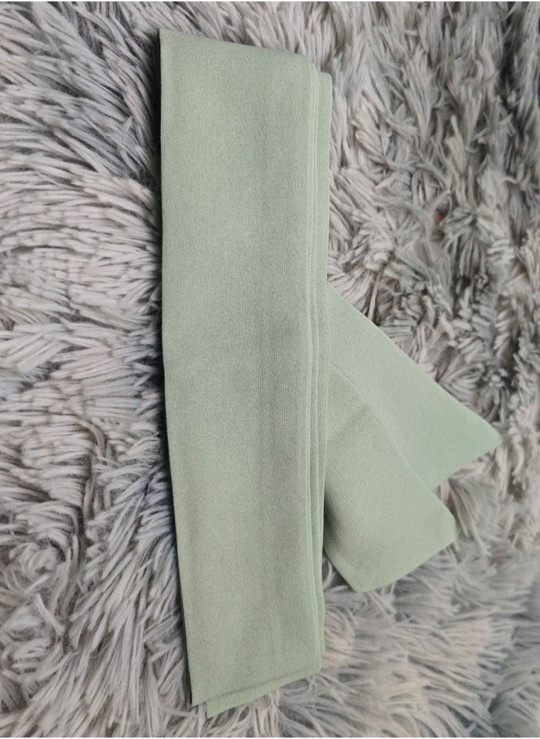 Loquat Ladies Embroidered Robe Long Dress 3-Piece Set Open Front Outer Robe+Inner Skirt+Belt Muslim Abaya Light Green  - Image 5