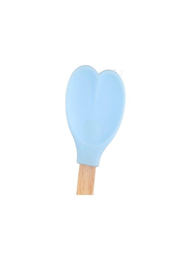 Pokinge 1Pc Heart Shaped Silicone Spatulas Wood Spoon Baking Spatula with Wooden Handle for Mixing Cooking, Baking, Stirring, Serving(blue) - Image 5