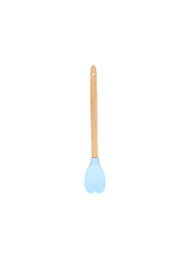 Pokinge 1Pc Heart Shaped Silicone Spatulas Wood Spoon Baking Spatula with Wooden Handle for Mixing Cooking, Baking, Stirring, Serving(blue) - Image 4