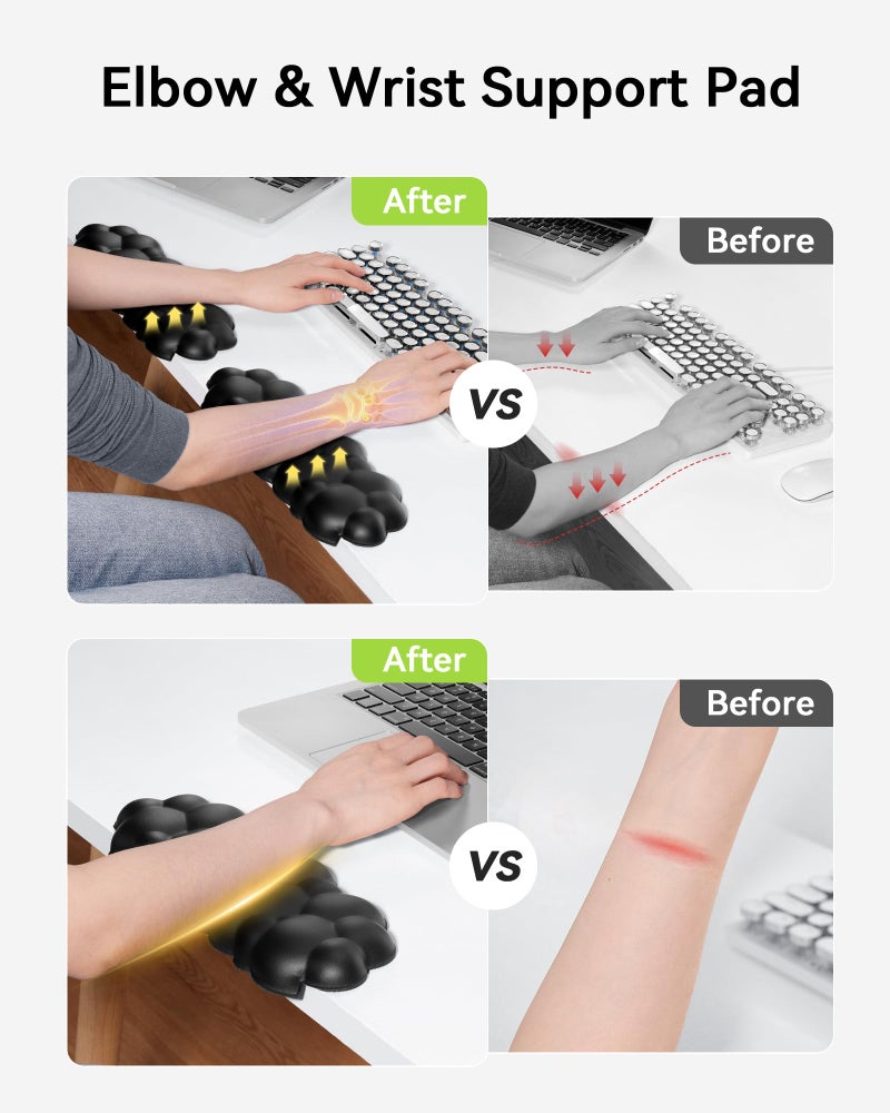 Laborio Elbow Pad for Desk, 2-Pack L-Shaped Desk Edge Arm Rest Cloud Wrist Rest, Non-Slip Memory Foam Wrist Pads, White Wrist Support for Keyboard, Mouse, Laptop - Image 2