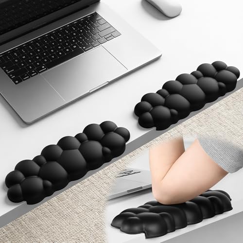Laborio Elbow Pad for Desk, 2-Pack L-Shaped Desk Edge Arm Rest Cloud Wrist Rest, Non-Slip Memory Foam Wrist Pads, White Wrist Support for Keyboard, Mouse, Laptop - Image 1