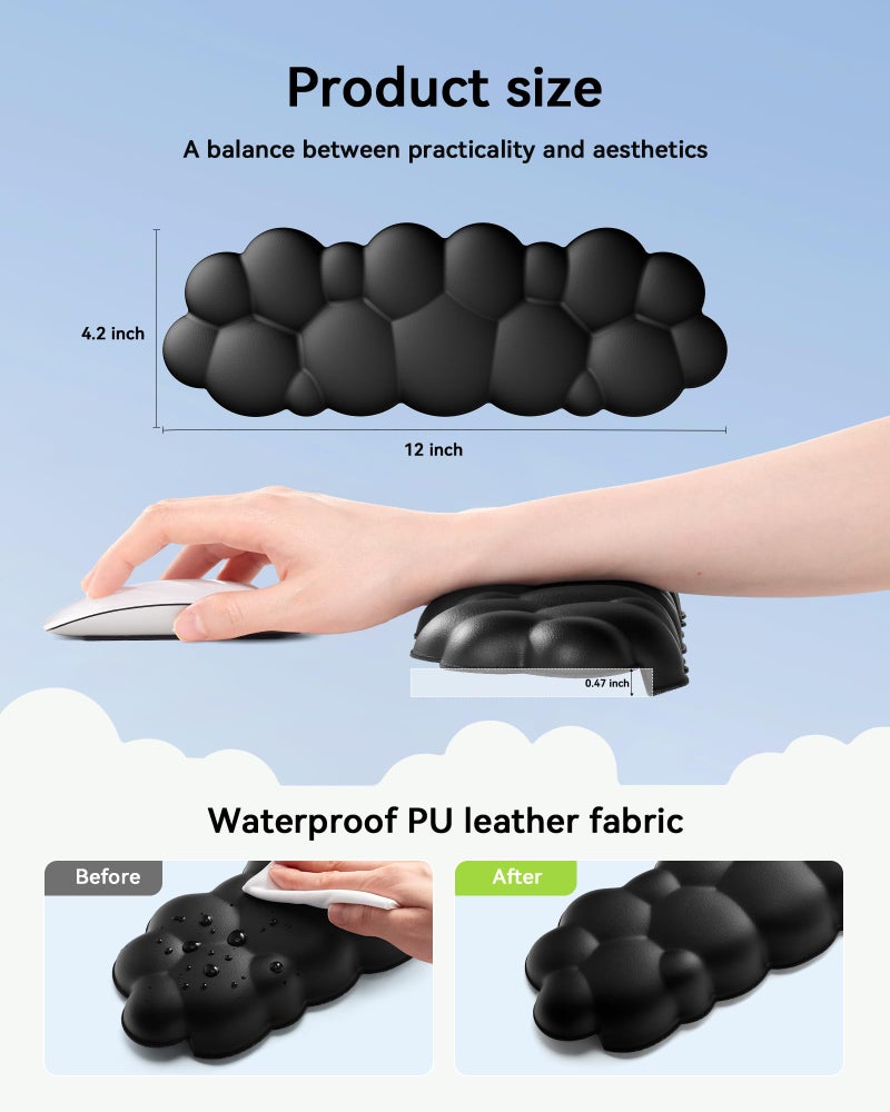 Laborio Elbow Pad for Desk, 2-Pack L-Shaped Desk Edge Arm Rest Cloud Wrist Rest, Non-Slip Memory Foam Wrist Pads, White Wrist Support for Keyboard, Mouse, Laptop - Image 4
