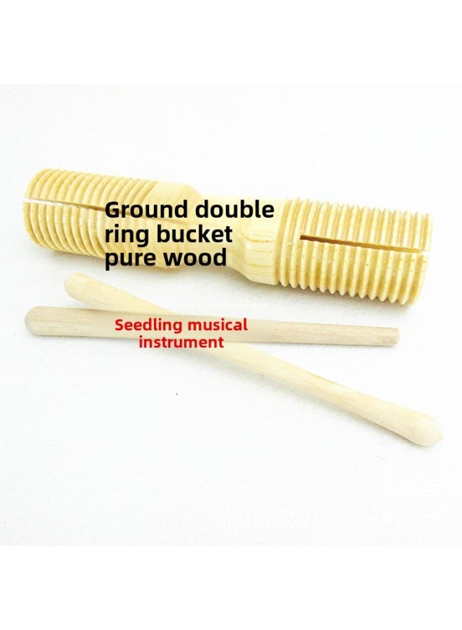 Orff Log Suit Wooden Suit Groove Double Ring Cylinder Tambourine Wood Sand Egg Stick Suit-Color:Wooden 10-piece Non-woven Bag Set  - Image 5