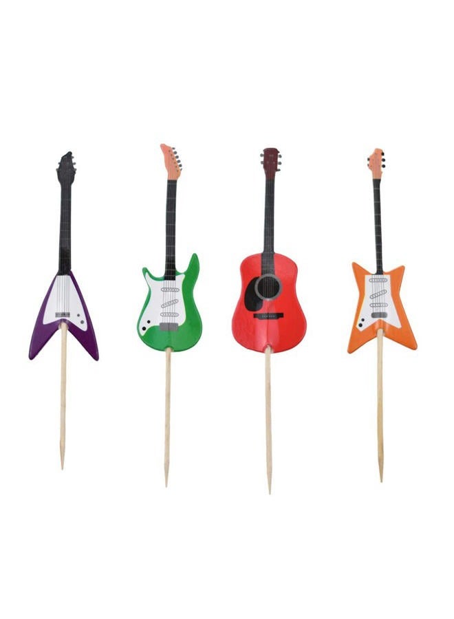HOKPA Guitar Shape Cupcake Toppers Kid Boy Birthday Decorations Kids' Gathering DIY Home Theme Party Food Fruit Cake Picks for Baby Shower Decor(48PCS) - Image 1