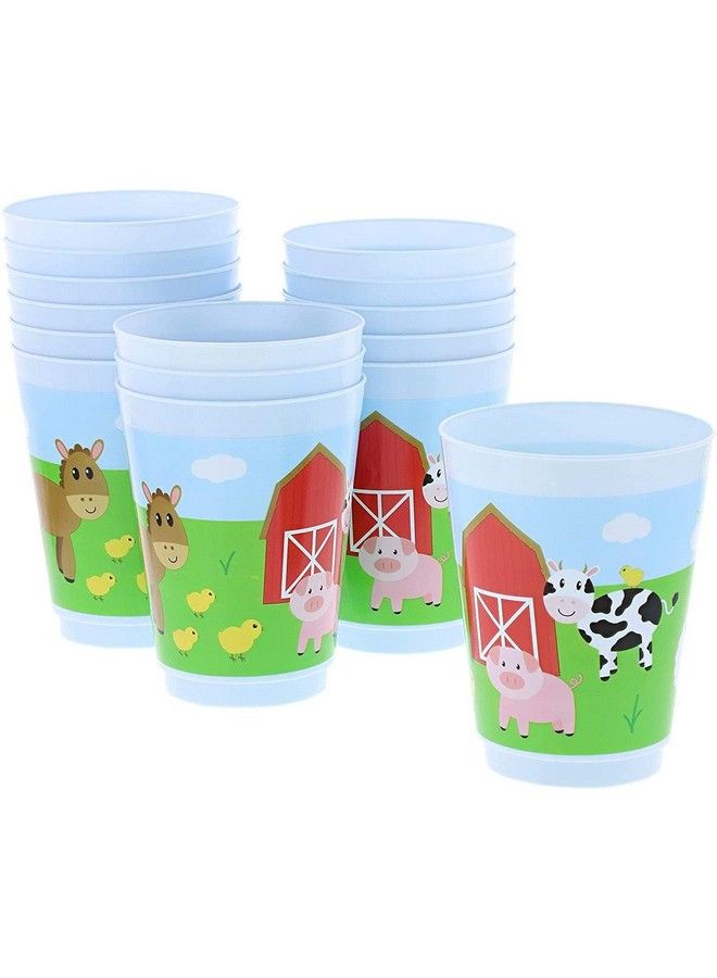Blue Panda Plastic Party Cups 16 Pack Farm Animal Reusable Tumblers 16 Oz - Image 1