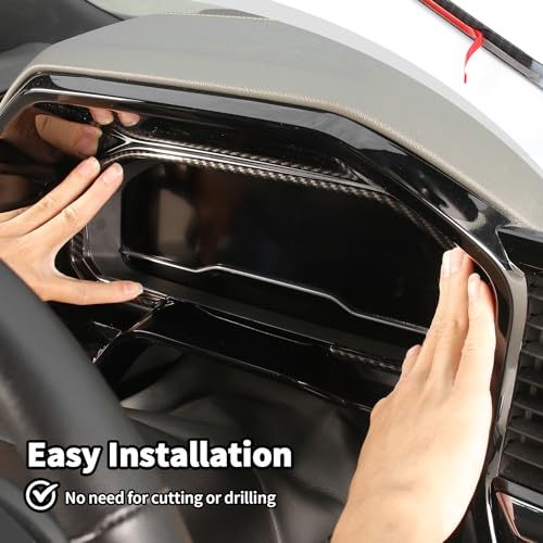 JWWY Dashboard Instrument Panel Dash Fascia Panel Paneling Console Garnish Cover Trim Fit for 2022-2024+Chevy Silverado GMC Sierra Interior Accessories Carbon Fiber - Image 4