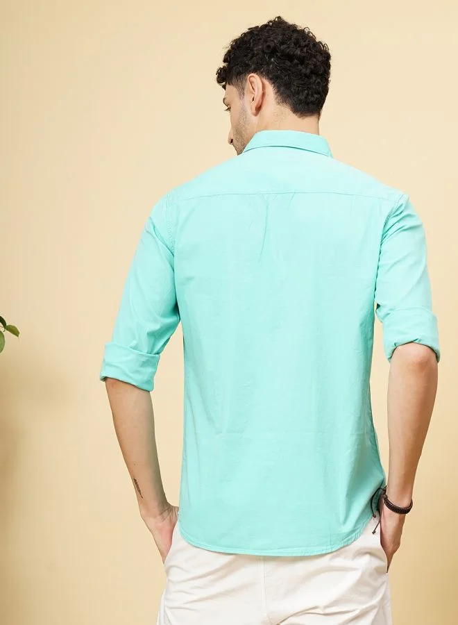 شركة المرآب الهندية Men Regular Fit Solid Full Sleeves Cutaway Collar Casual Shirt