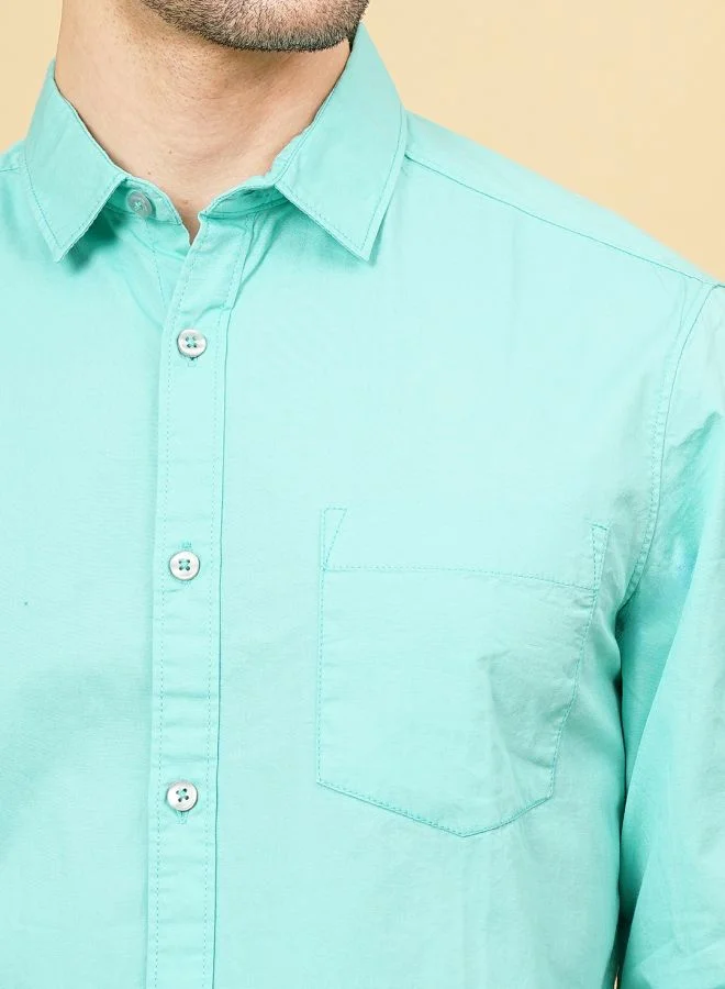 شركة المرآب الهندية Men Regular Fit Solid Full Sleeves Cutaway Collar Casual Shirt