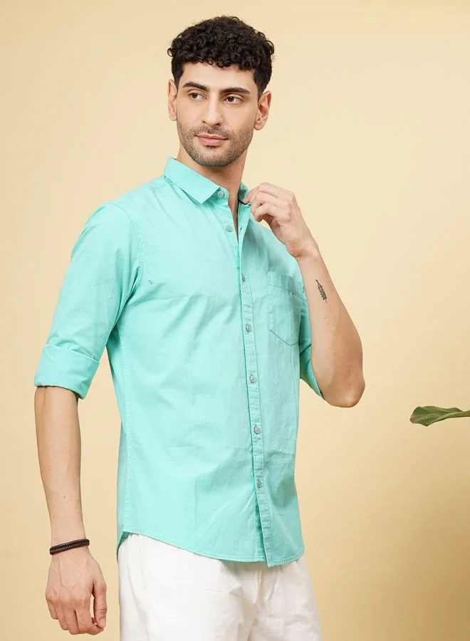 شركة المرآب الهندية Men Regular Fit Solid Full Sleeves Cutaway Collar Casual Shirt