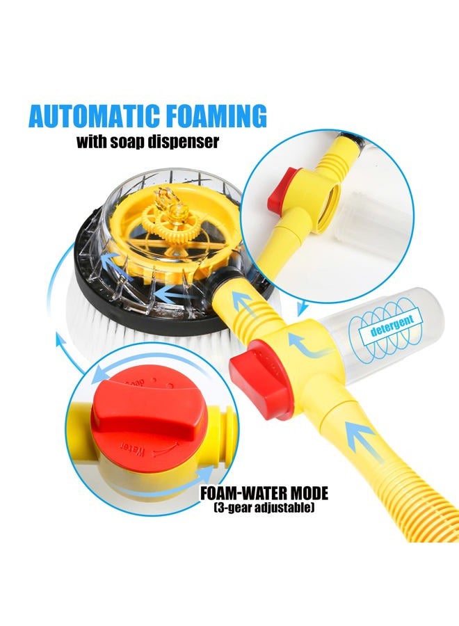 FEMBW Rotating Car Wash Brush, Car Wash Brush with Long Handle,Automatically Foams Car Wash Kit with Car Cleaning Brush,Pressure Washer Gun and Hose Nozzle for Cars,Yards,Gardens,Pets etc - Image 2