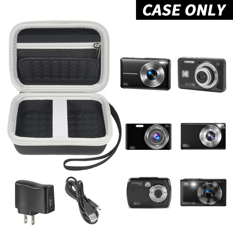 Boobowl Digital Camera Case Compatible with CAMKORY/for Lecnippy/for Lecran/for KODAK PIXPRO/for Qumcou/for WONNIE Point & Shoot Cameras, Small Compact Camera Pouch for SD Card Accessories (Black) - Image 2