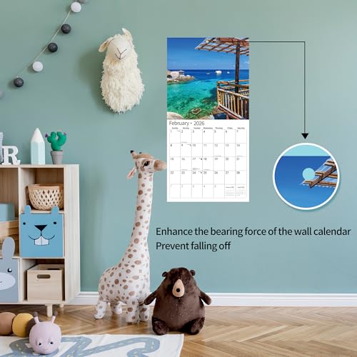 windrio 2026 Wall Calendar,Calendar 2026, November 2025 - December 2026, Wall Calendar Tropical Beaches, 12" x 24" Opened,Full Page Months Thick & Sturdy Paper for Calendar Organizing & Planning - Image 3