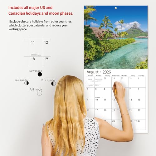 windrio 2026 Wall Calendar,Calendar 2026, November 2025 - December 2026, Wall Calendar Tropical Beaches, 12" x 24" Opened,Full Page Months Thick & Sturdy Paper for Calendar Organizing & Planning - Image 5