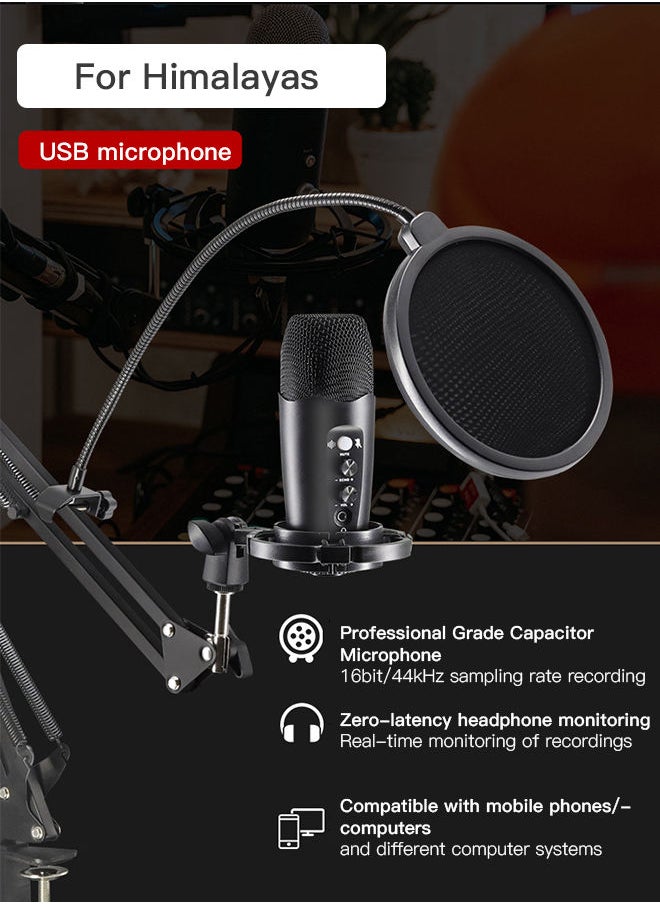 Sharpdo - Sharpdo PC Microphone, USB Condenser Microphone, Professional Recording Plug and Play Kit, Recording Live Game Dubbing Equipment Black, Mobile Phone Computer - Image 1