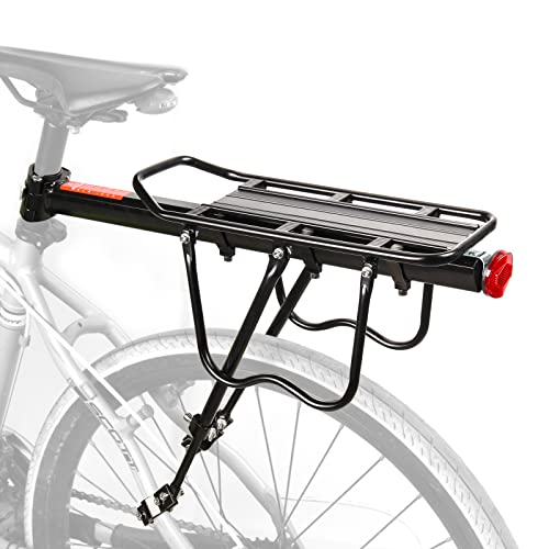 HOMEE Rear Bike Rack, 110 lbs / 50KGS Bike Cargo Racks Frame Aluminum Alloy Universal Adjustable Cycling Equipment Stand Footstock Bicycle Luggage Carrier with Tools and Reflector for 26"-29" Frames - Image 1