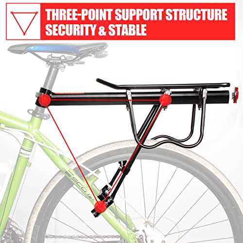 HOMEE Rear Bike Rack, 110 lbs / 50KGS Bike Cargo Racks Frame Aluminum Alloy Universal Adjustable Cycling Equipment Stand Footstock Bicycle Luggage Carrier with Tools and Reflector for 26"-29" Frames - Image 3