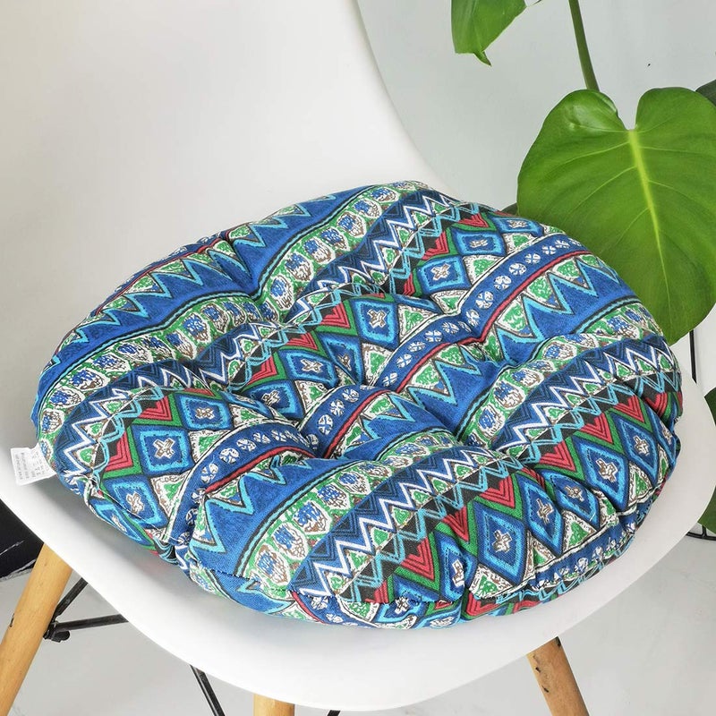 vctops vctops Bohemian Soft Round Chair Pad Garden Patio Home Kitchen Office Seat Cushion Blue Diameter 20""  - Image 3