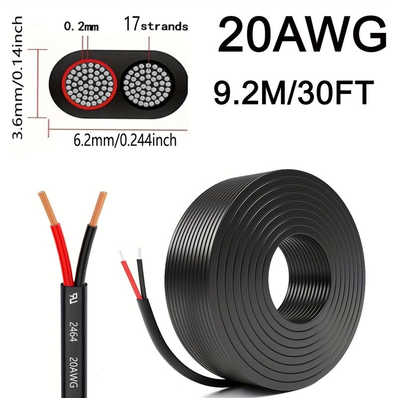 1. نوع 20 AWG 0.518 مم من الأسلاك الثقيلة المصنوعة من الألومنيوم المغلف بالنحاس CCA للتيار المستمر منخفض الجهد في السيارات والبحرية وإضاءة شرائط LED مقاس 362 بوصة - Image 5
