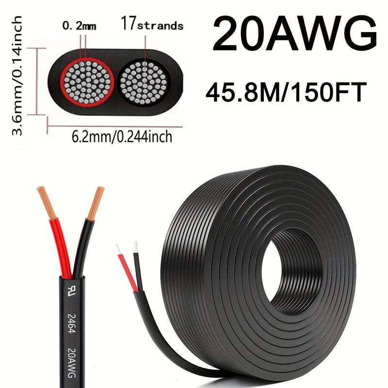 1. نوع 20 AWG 0.518 مم من الأسلاك الثقيلة المصنوعة من الألومنيوم المغلف بالنحاس CCA للتيار المستمر منخفض الجهد في السيارات والبحرية وإضاءة شرائط LED مقاس 362 بوصة - Image 4