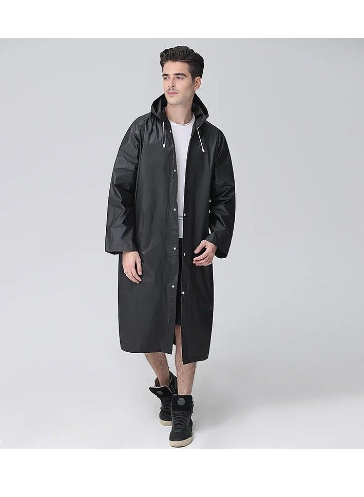 Generic Rain Coats for Adults Reusable, 1Pcs Thickened Transparent Light Raincoat with Hood and Elastic Cuff Sleeves, EVA Rain Ponchos Rain Jackets Raincoats for Men Women, for Family Fishing Travel (Black)  - Image 1