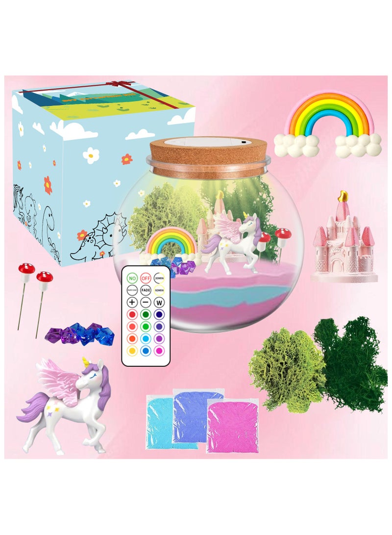 Unicorn Gifts for Girls - Unicorn Terrarium Kit for Kids - Birthday Gift for Girls Ages 4 5 6 7 8-12 Year Old - DIY Unicorn Toys for Girls - Arts and Crafts Kit for Kids - Best Girls Presents Stuff - Image 1