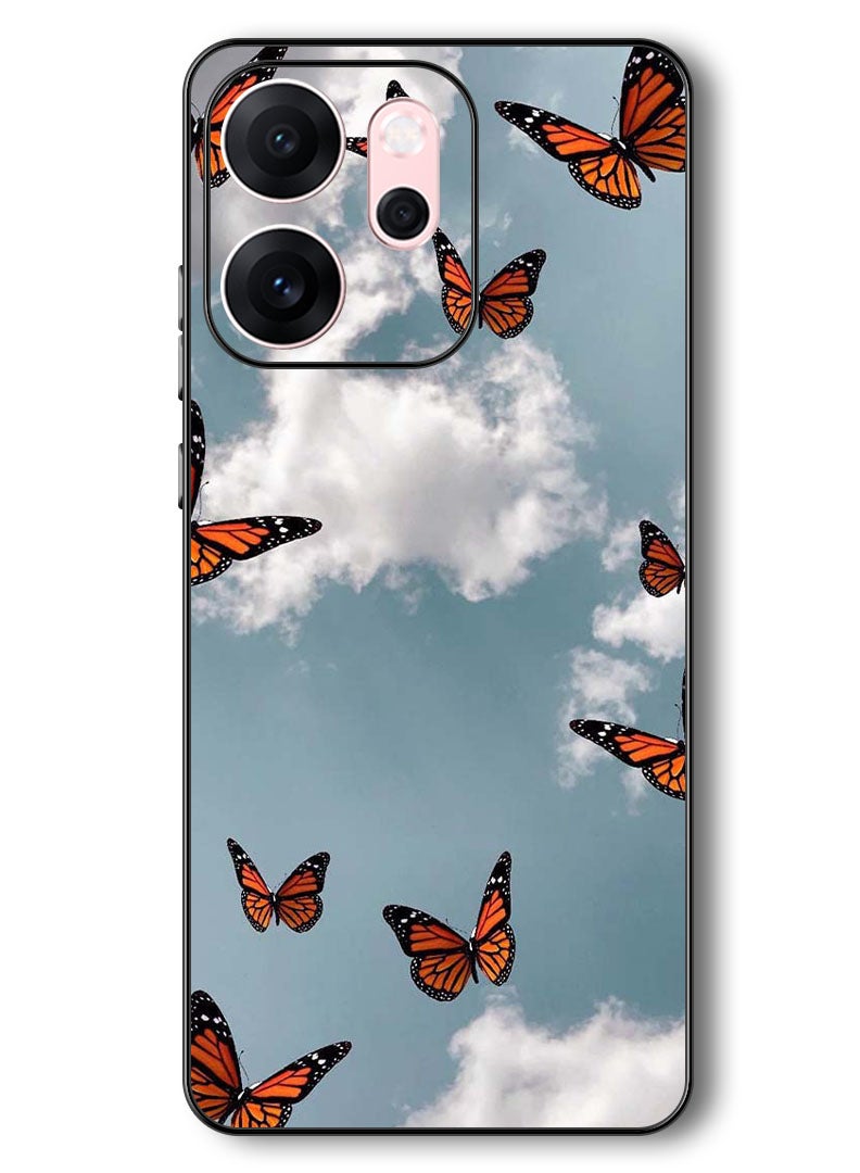 Theodor Case Compatible with Oppo Reno 14 F 6.57 Inch Protection Shockproof Bumper Cover Butterfies - Image 1