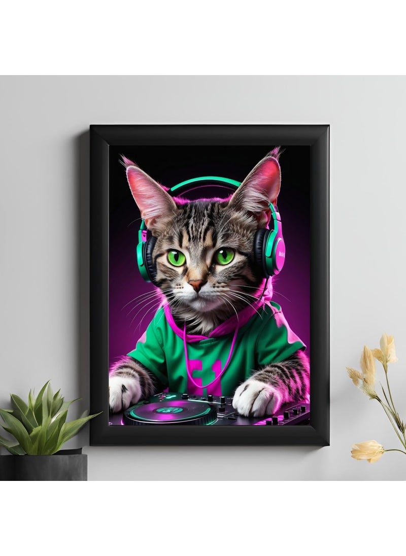 Master Flame Master Flame Ai Aesthetic Wall Art Poster for Living Room Home Wall Decor Poster without frame Psychedelic Car Bike Gaming Music Dog Cat Horse DJ CAT UNFRAMED A3  - Image 1